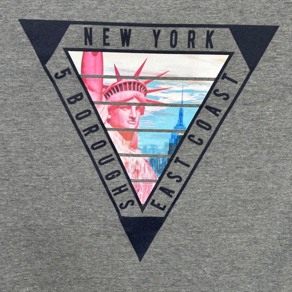 Aeropostale Mens Gray Long Sleeve Graphic T-Shirt New York 5 Boroughs East Coast
